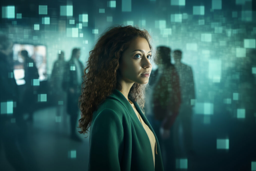 Person embracing technology and AI adoption